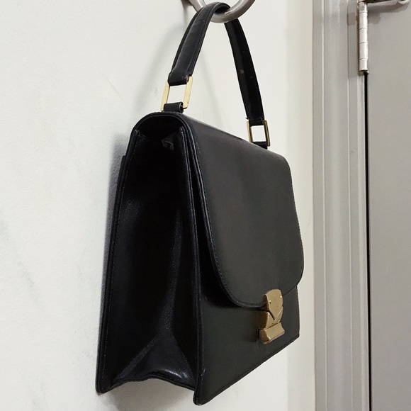 Mark Cross Black Leather Minimal Chic Top Handle Classic Leather Bag - Picture 5 of 8